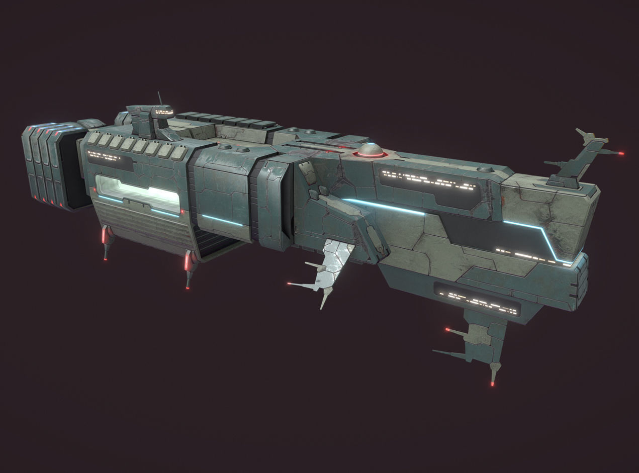 Spaces Ship Transport Low-poly 3D model_3