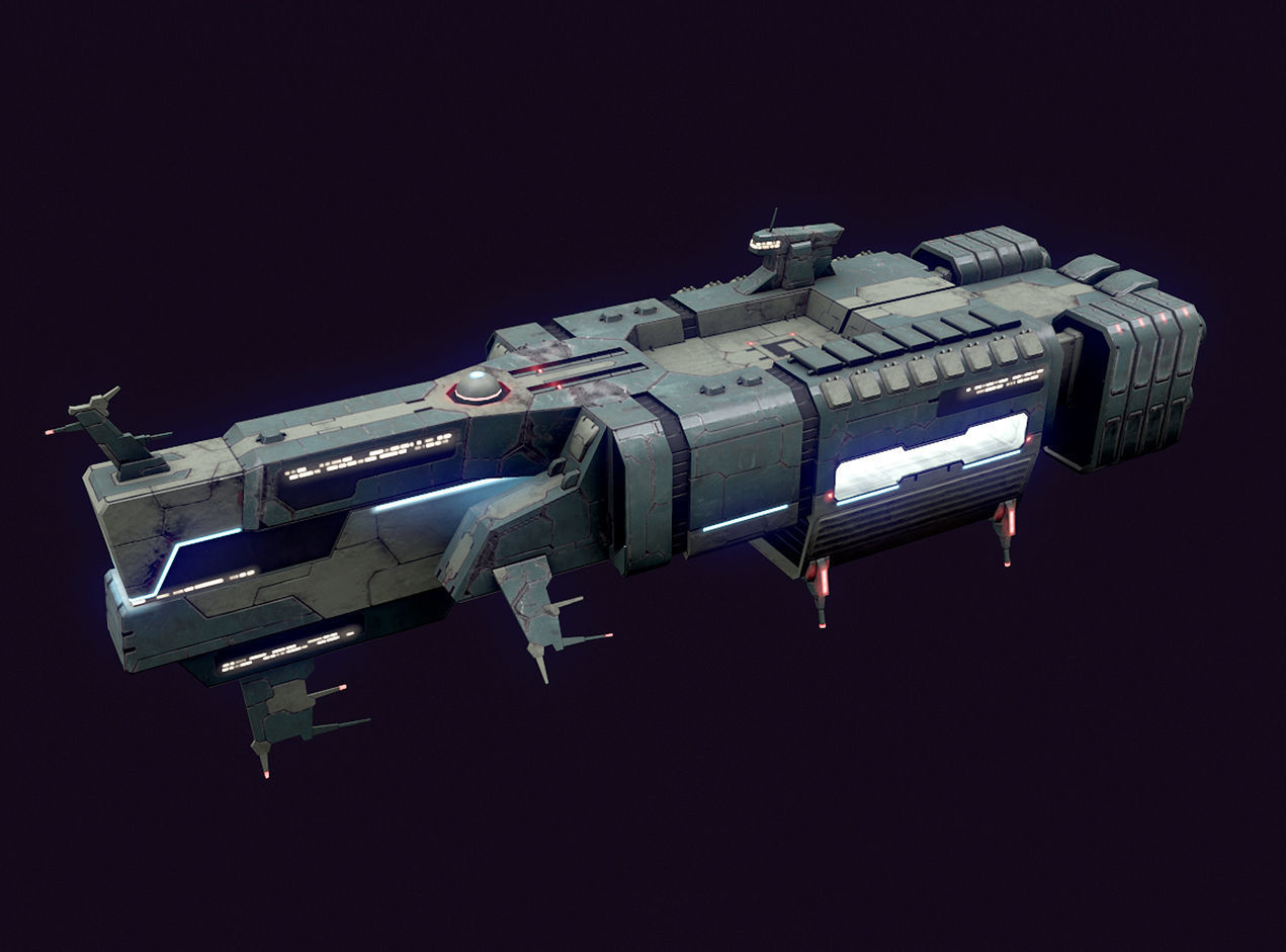 Spaces Ship Transport Low-poly 3D model_5