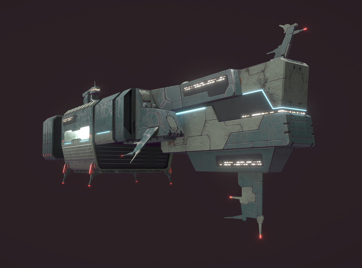 Spaces Ship Transport Low-poly 3D model_2