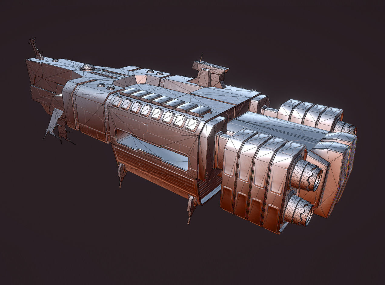 Spaces Ship Transport Low-poly 3D model_7