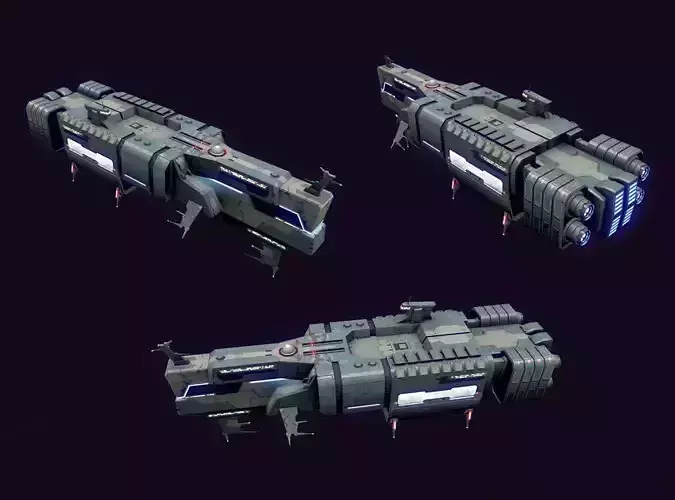 Spaces Ship Transport Low-poly 3D model