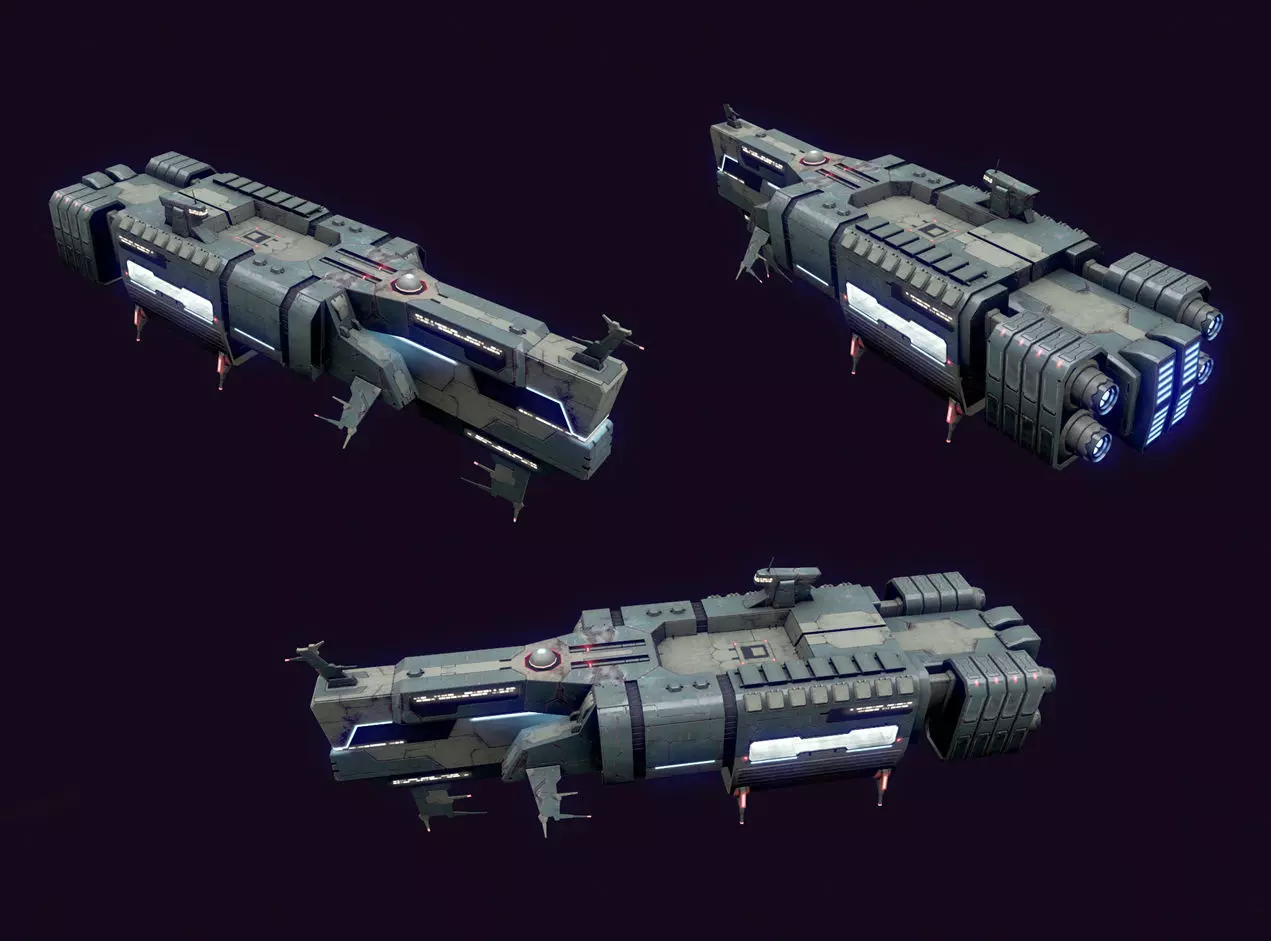 Spaces Ship Transport Low-poly 3D model_0