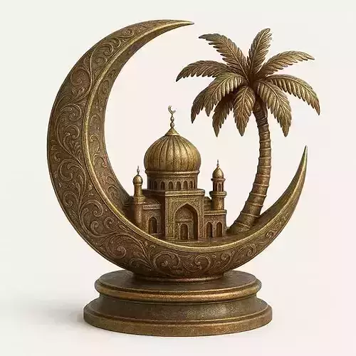 Mosque Palm Crescent Islamic Festival 3D Model