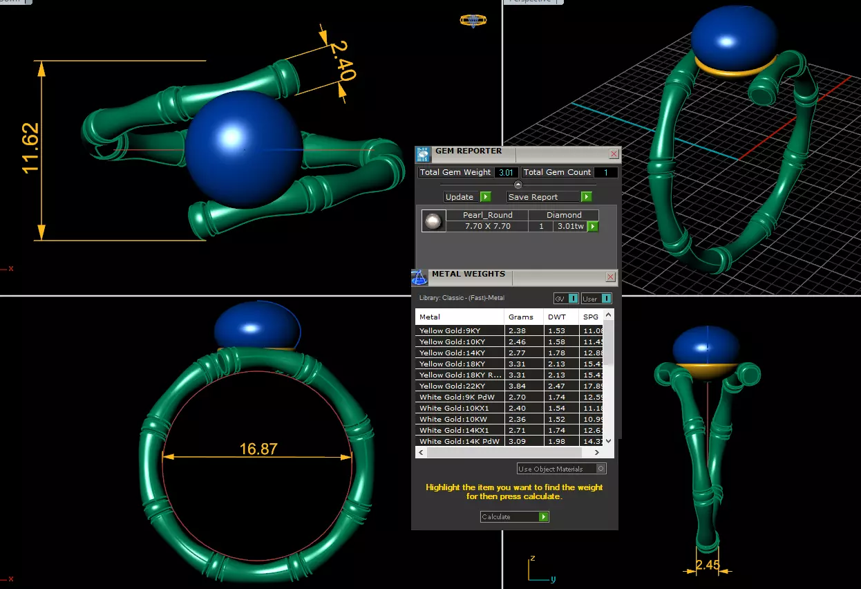 Pearl Ring 3D Model with Bamboo Shank 3D print model