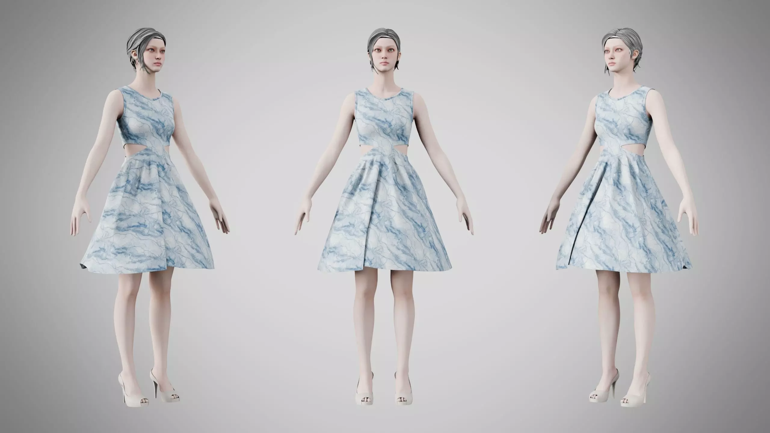 Dress 33 Ocean Frost v4 Low-poly 3D model