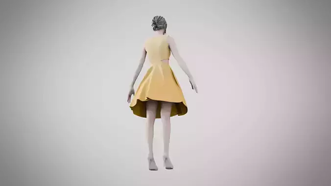 Dress 33 Caramel Low-poly 3D model