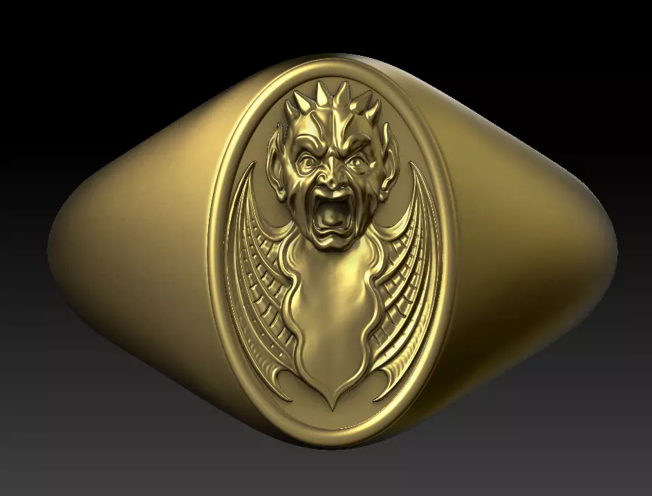 Gargoyle Signet Ring 3D print model