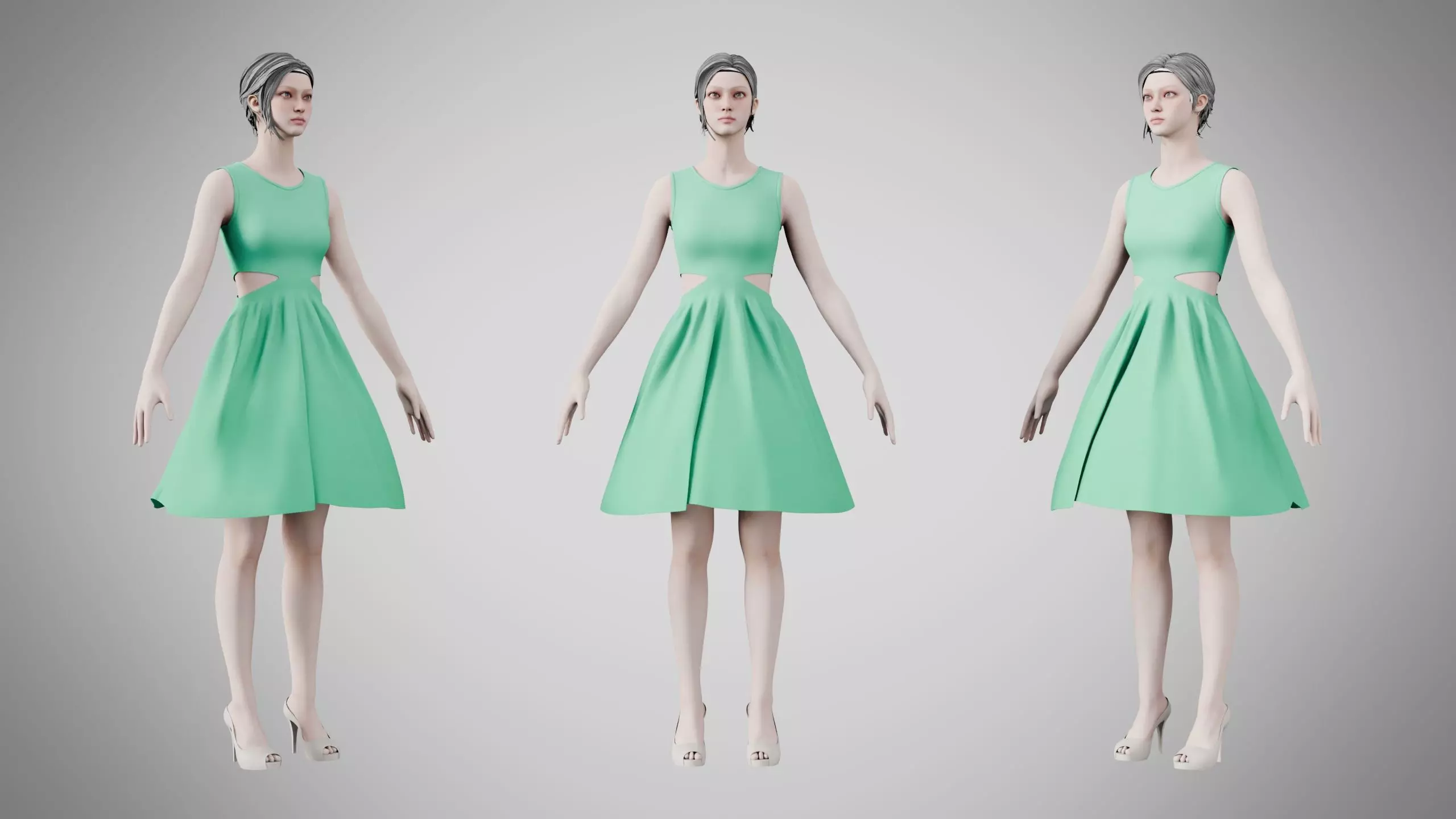 Dress 33 Medium Aquamarine Low-poly 3D model