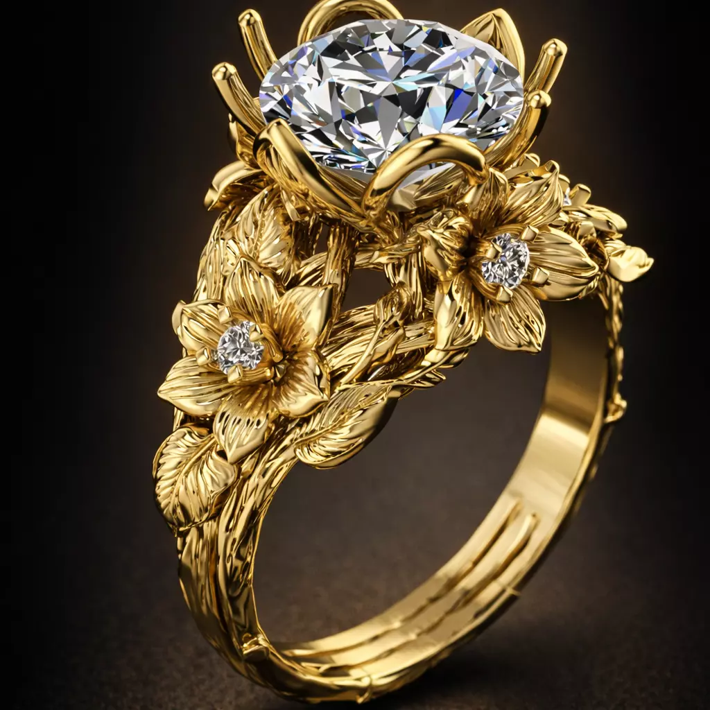 Floral Diamond Ring 3D print model