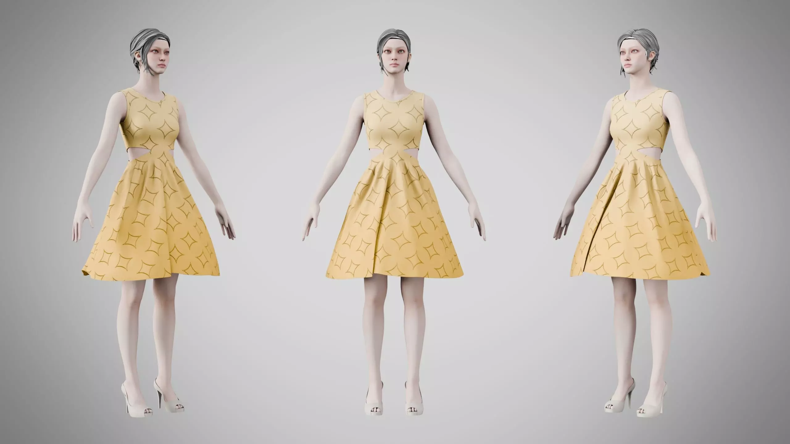 Dress 33 Caramel With Design Low-poly 3D model