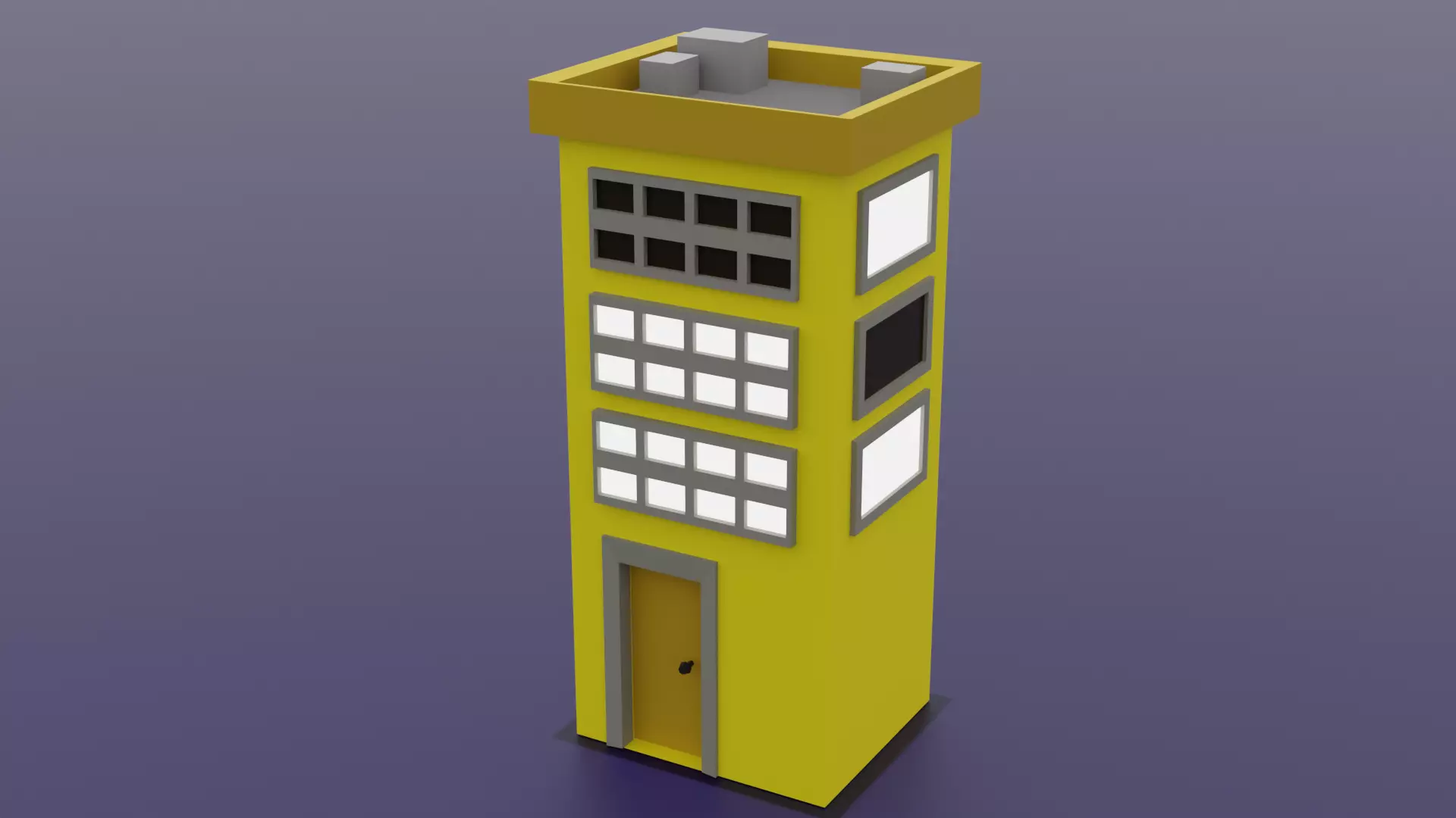Free Low Poly Yellow Building Stylized Cartoon City Asset game Free low-poly 3D model