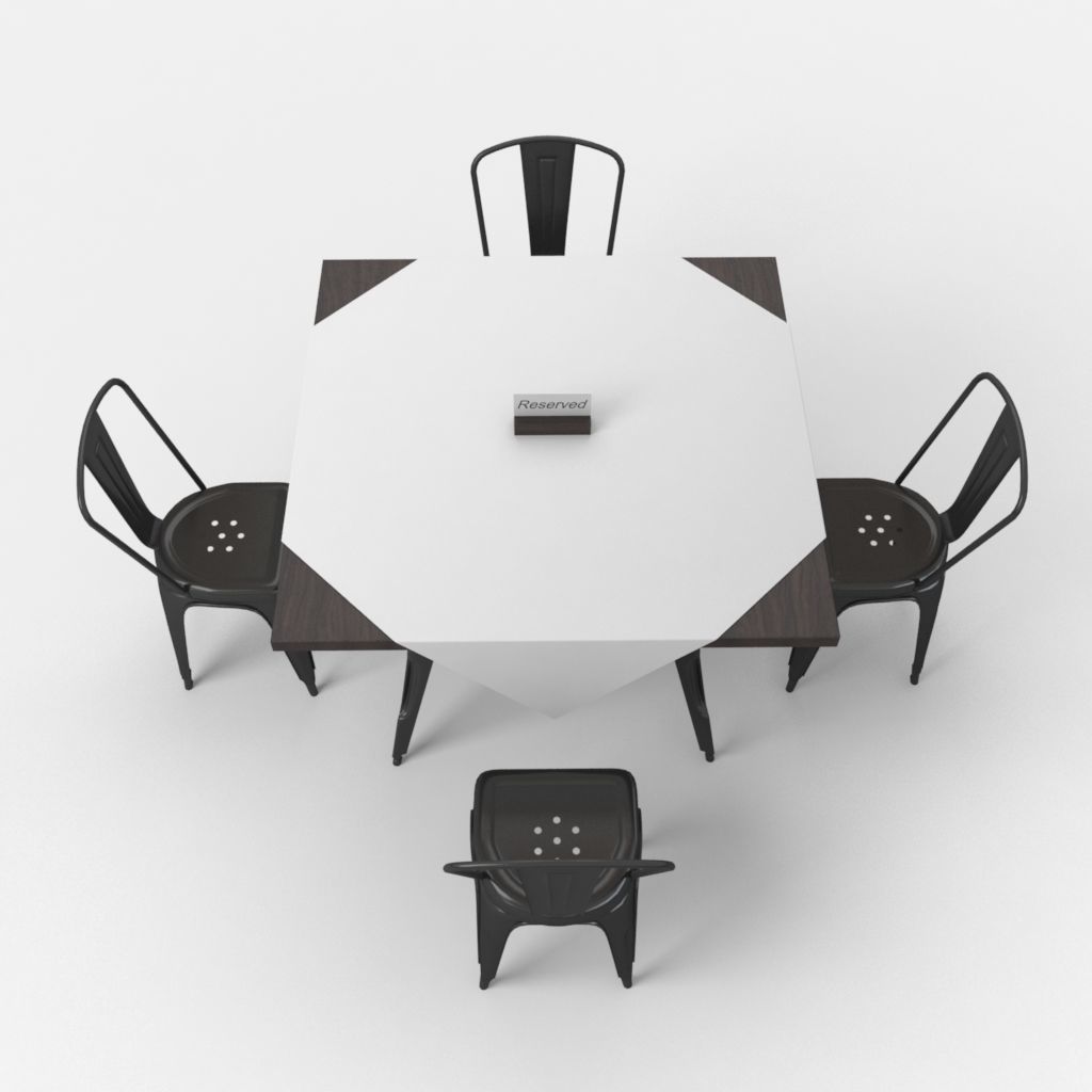 cafe table and Tolix cairs 3D model_2