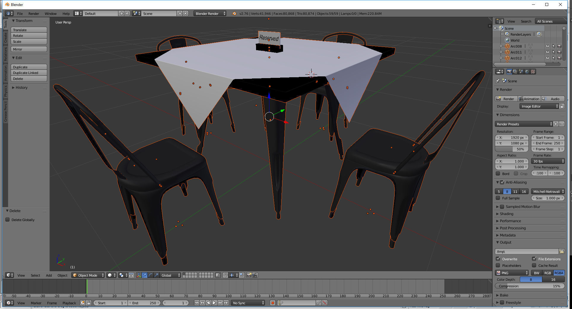 cafe table and Tolix cairs 3D model_12