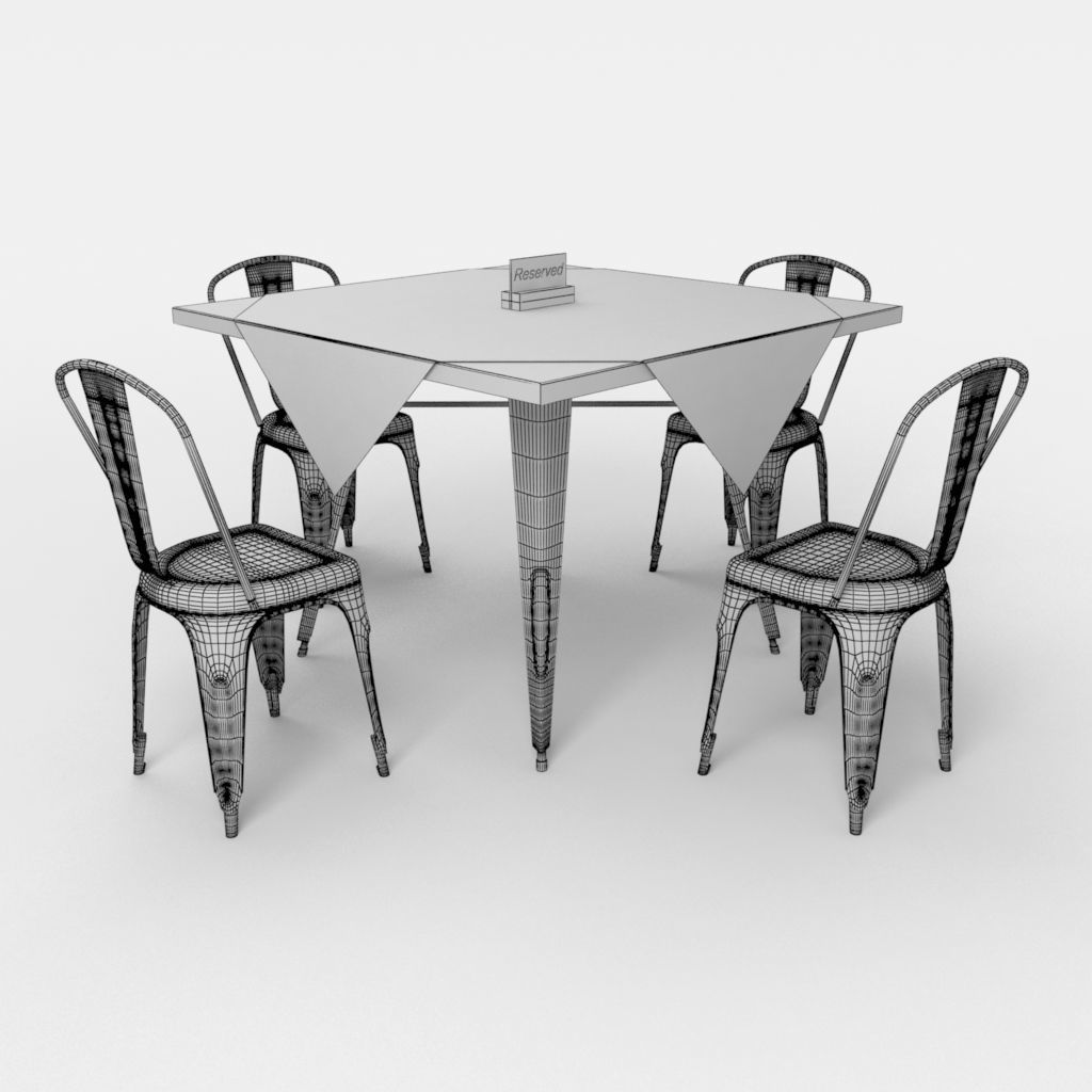 cafe table and Tolix cairs 3D model_10