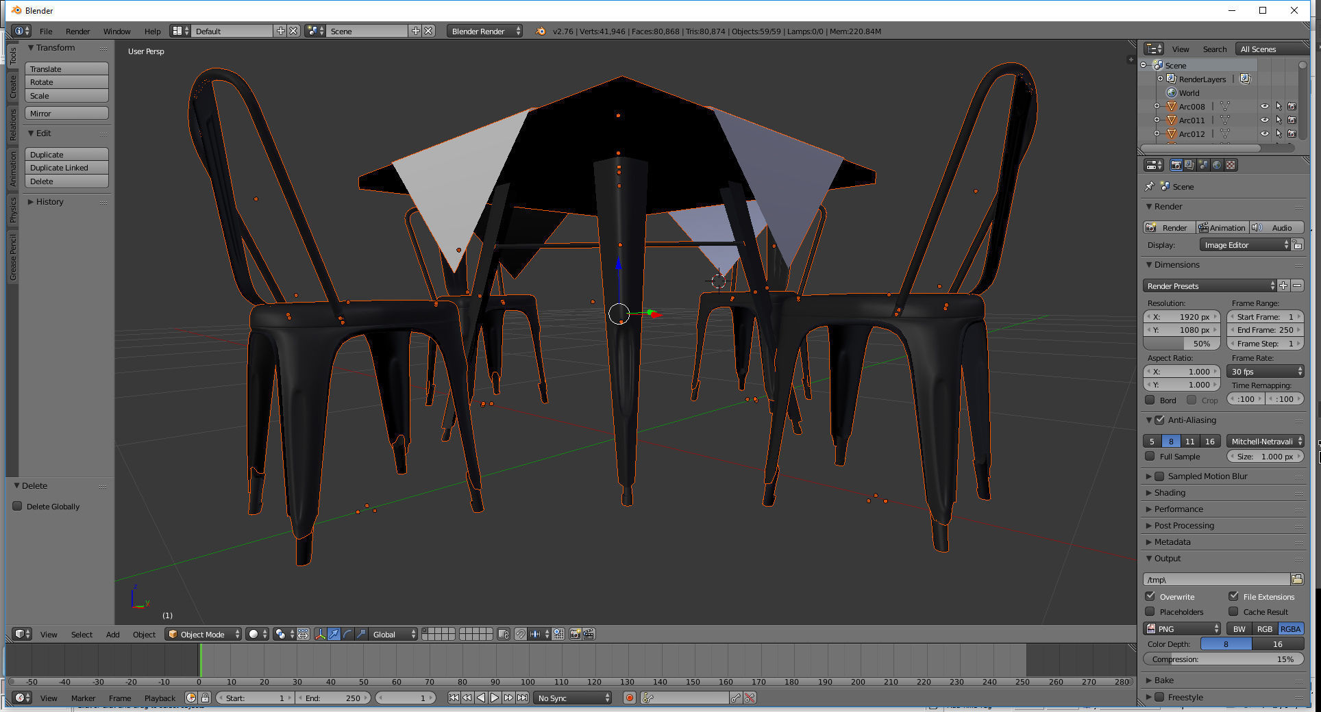 cafe table and Tolix cairs 3D model_8