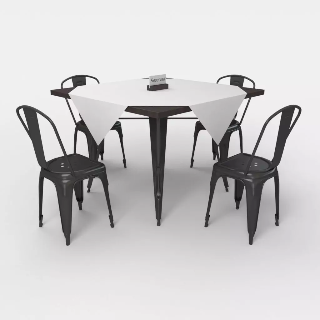 cafe table and Tolix cairs 3D model_0