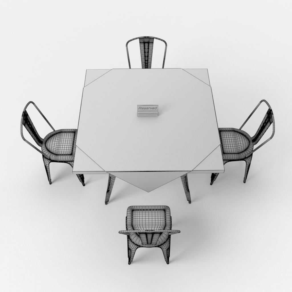 cafe table and Tolix cairs 3D model_9