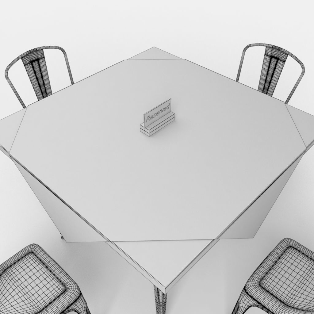 cafe table and Tolix cairs 3D model_7