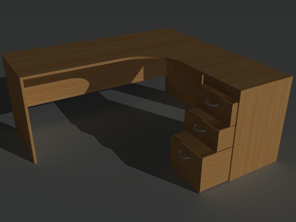 Office Tables and Desks Low-poly 3D model_4