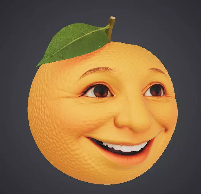Realistic Orange with Human Face 3D model