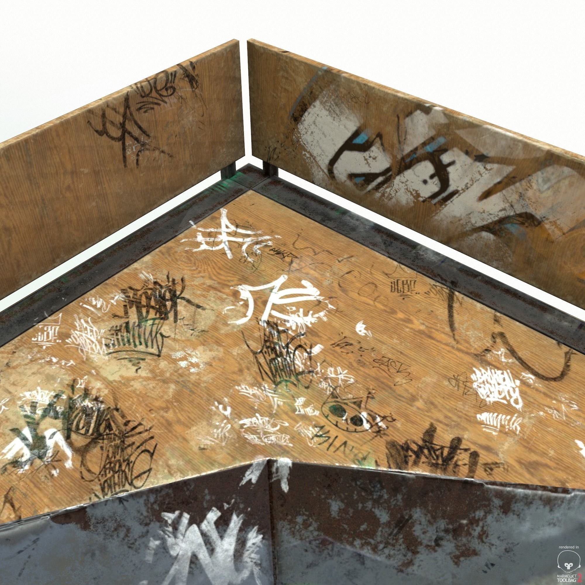 Corner Skate Ramp PBR Textures Low-poly 3D model_15