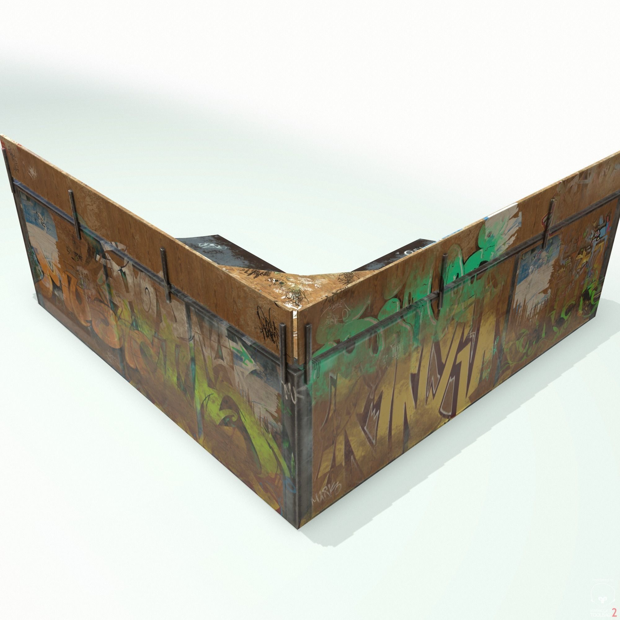 Corner Skate Ramp PBR Textures Low-poly 3D model_11