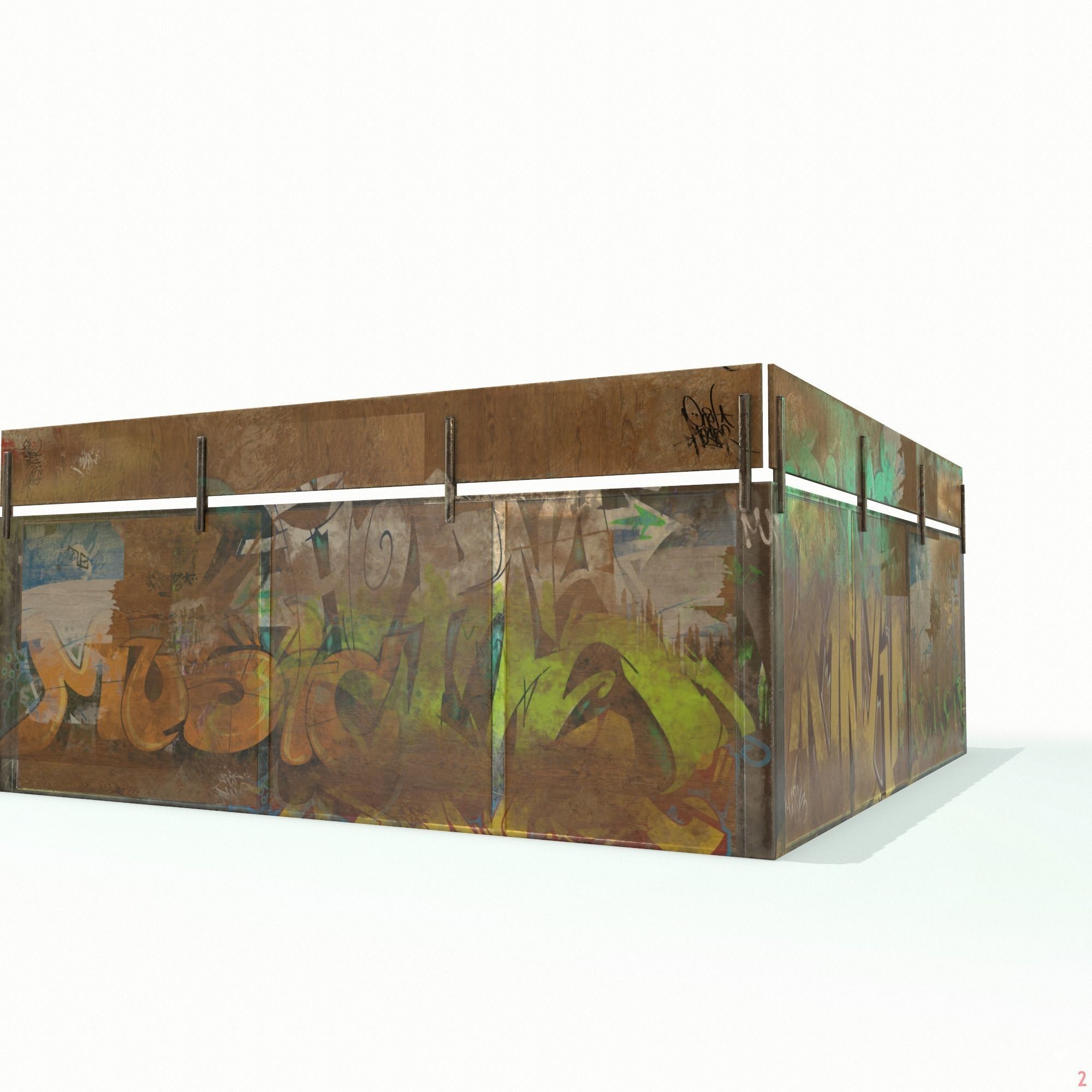 Corner Skate Ramp PBR Textures Low-poly 3D model_10