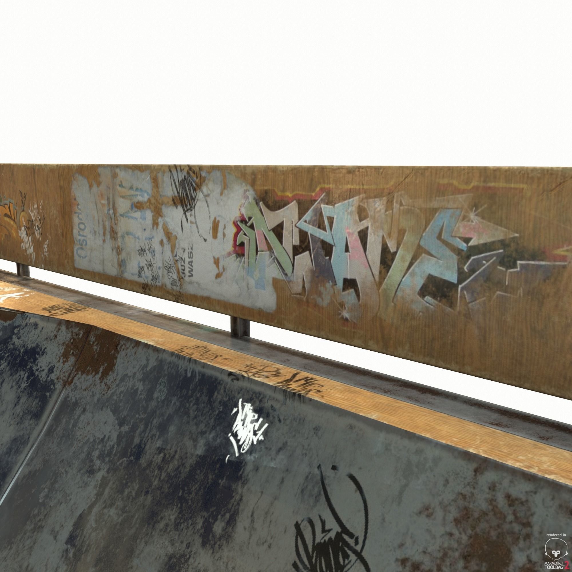 Corner Skate Ramp PBR Textures Low-poly 3D model_17