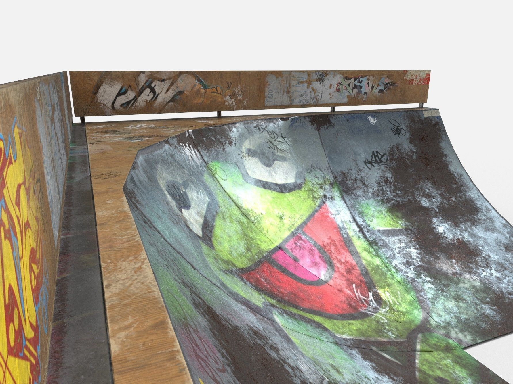 Corner Skate Ramp PBR Textures Low-poly 3D model_4