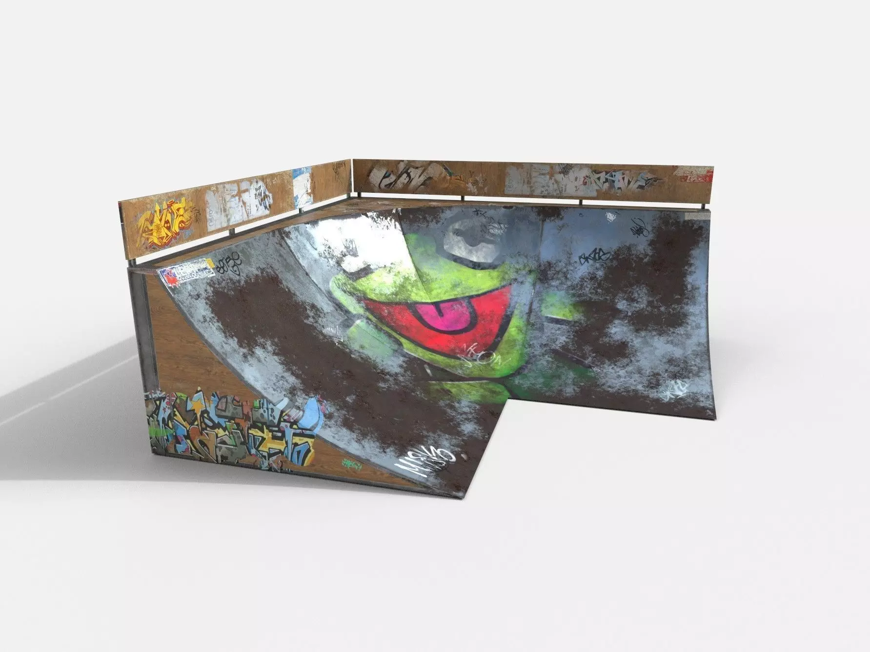 Corner Skate Ramp PBR Textures Low-poly 3D model_0