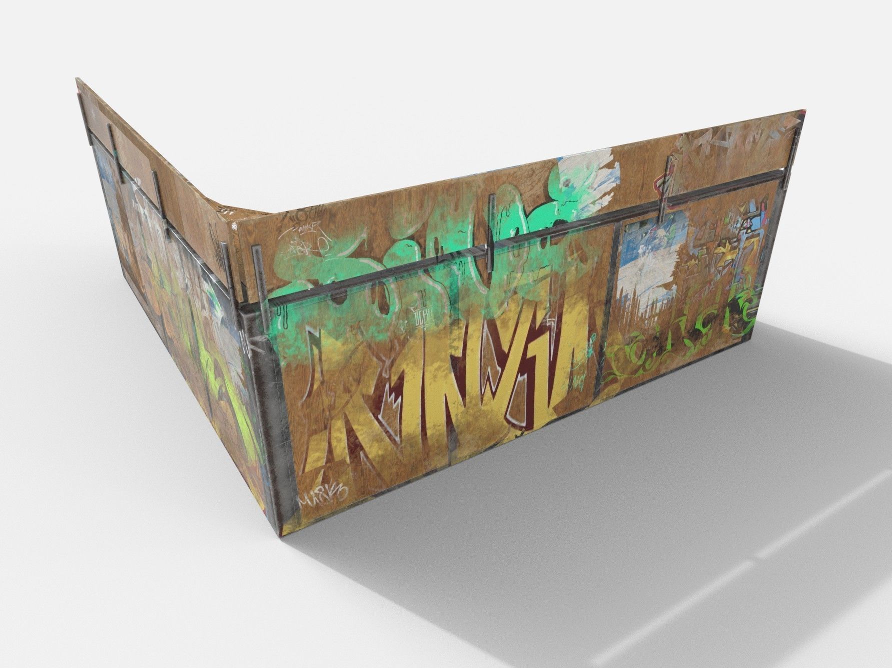 Corner Skate Ramp PBR Textures Low-poly 3D model_7