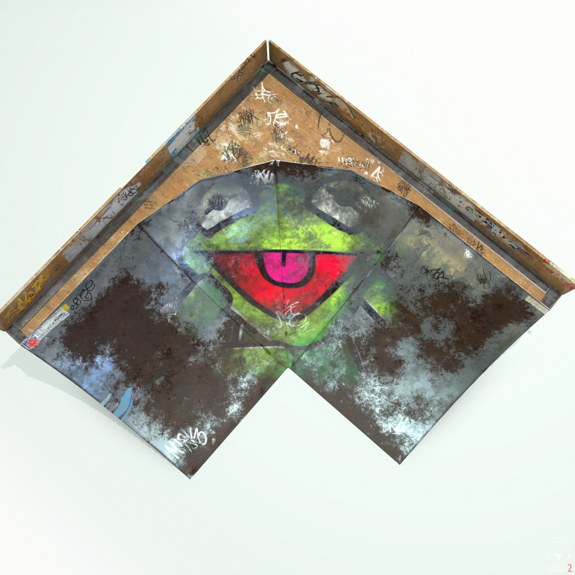 Corner Skate Ramp PBR Textures Low-poly 3D model_13