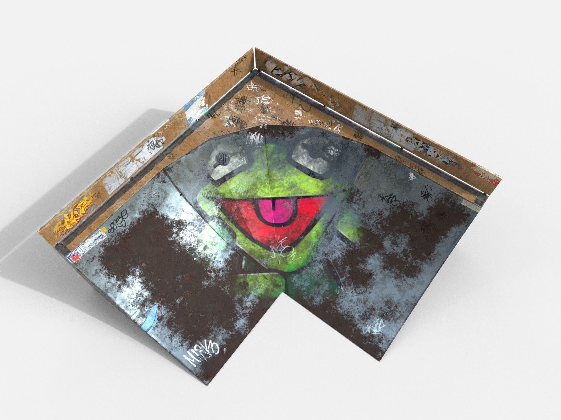 Corner Skate Ramp PBR Textures Low-poly 3D model_1