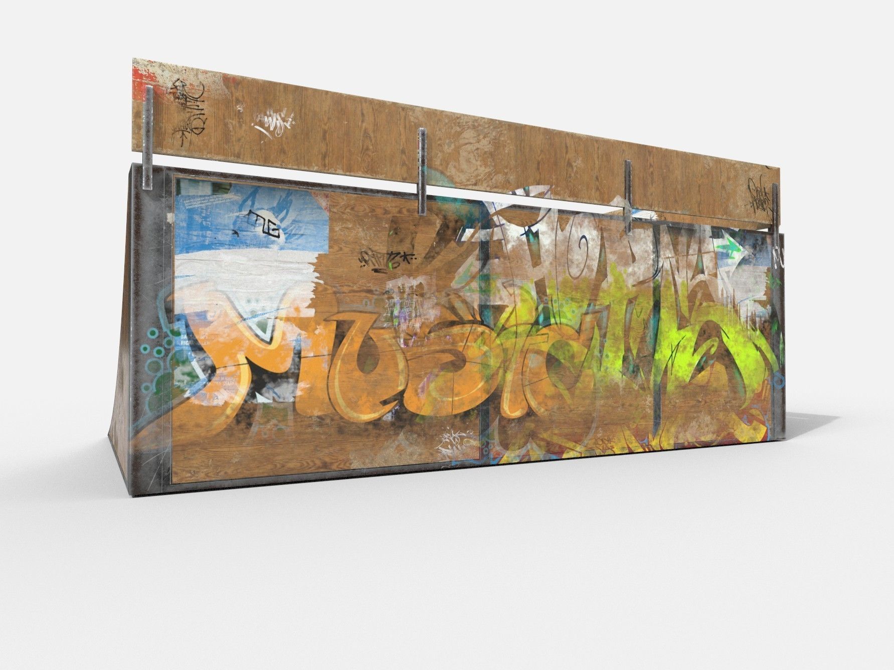 Corner Skate Ramp PBR Textures Low-poly 3D model_6