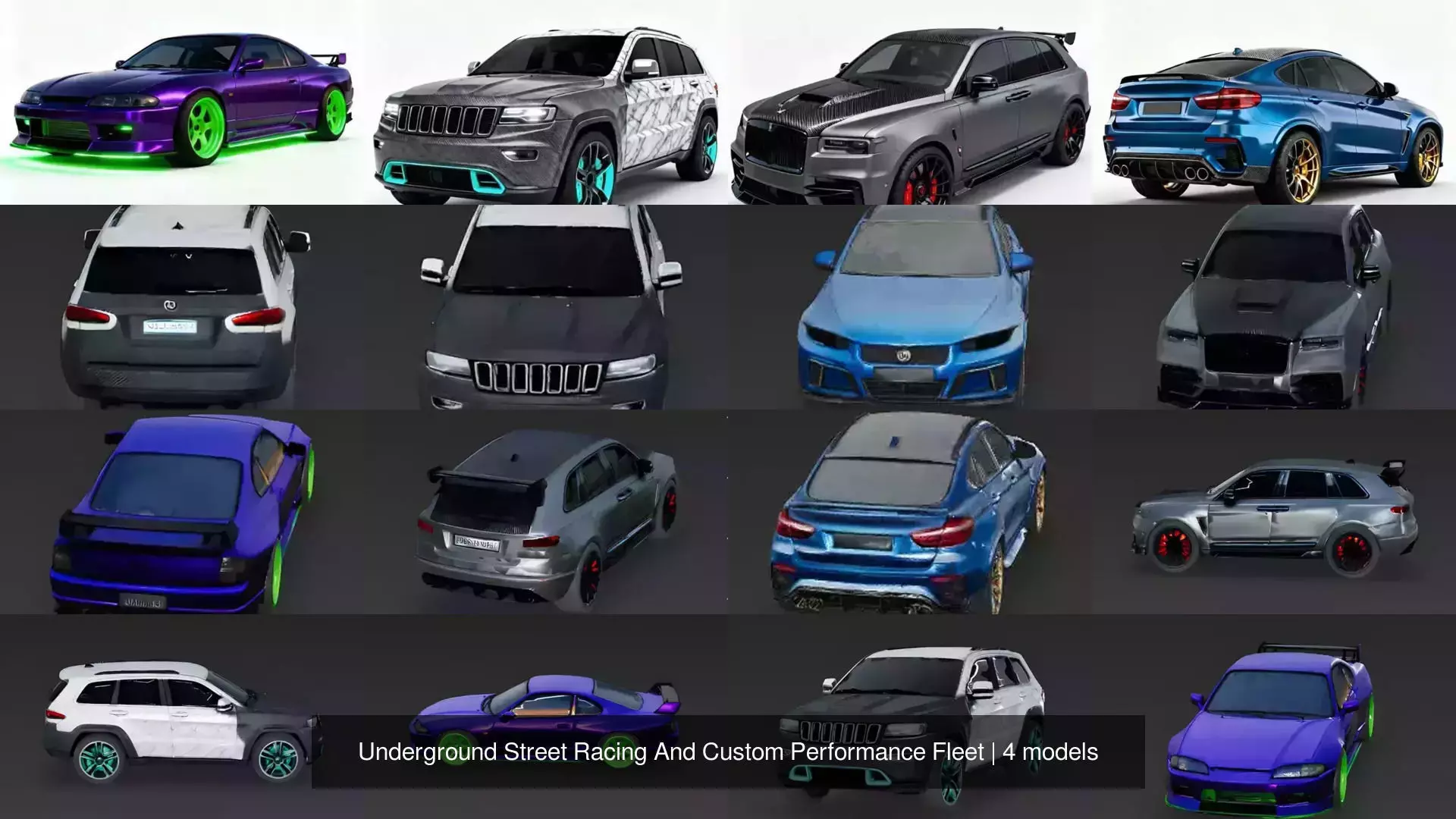 Underground Street Racing And Custom Performance Fleet 3D Model Pack