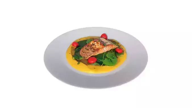 Baked Fish With Lemon Cream Sauce Low-poly 3D model 5