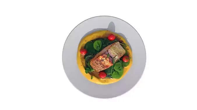 Baked Fish With Lemon Cream Sauce Low-poly 3D model 2