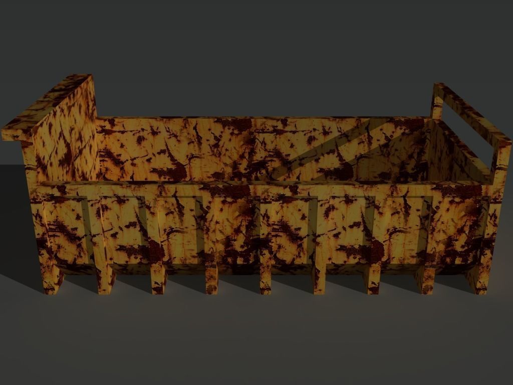 Skip 2 wooden box with rust Low-poly 3D model_3