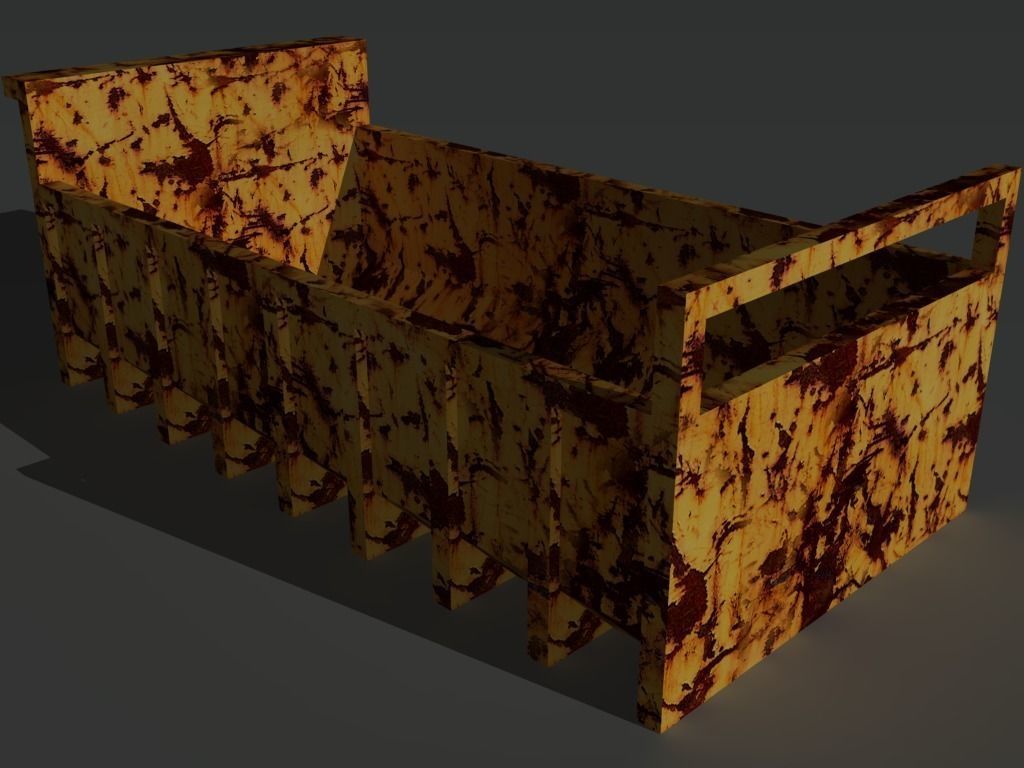 Skip 2 wooden box with rust Low-poly 3D model_4