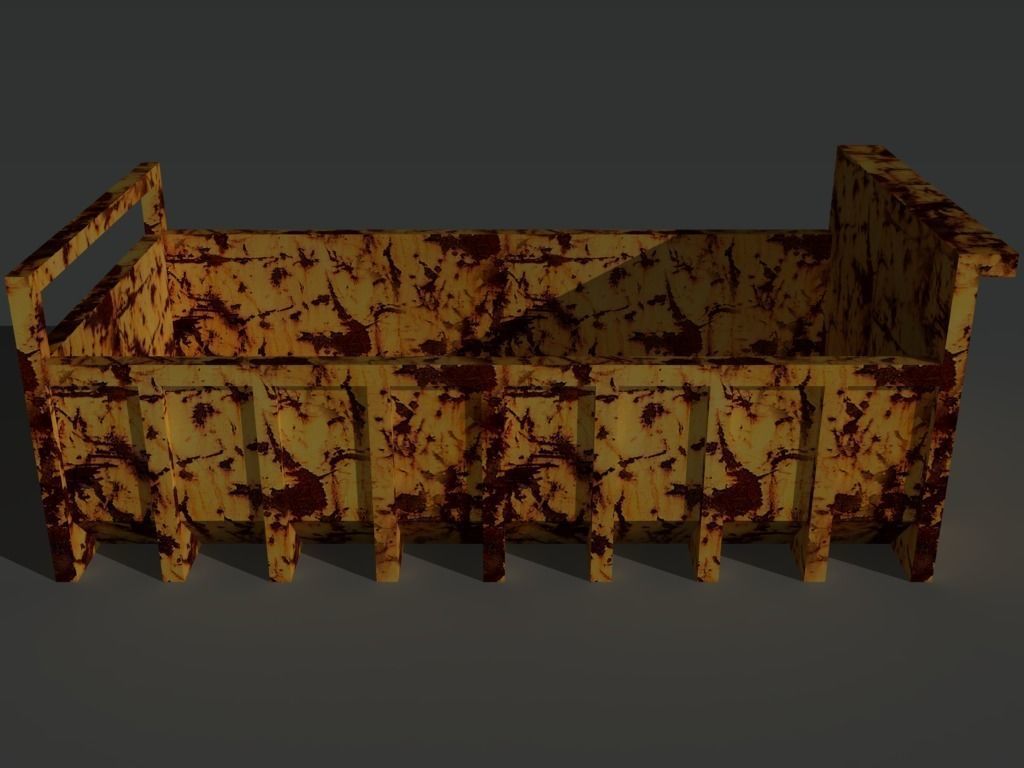 Skip 2 wooden box with rust Low-poly 3D model_7
