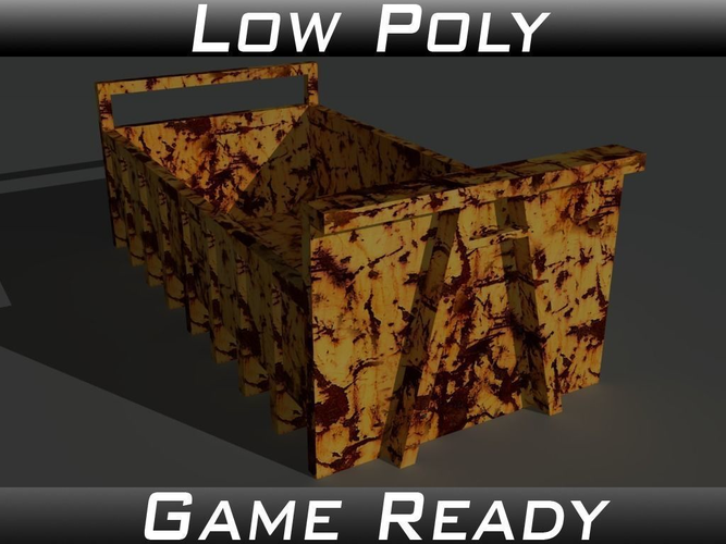 Skip 2 wooden box with rust