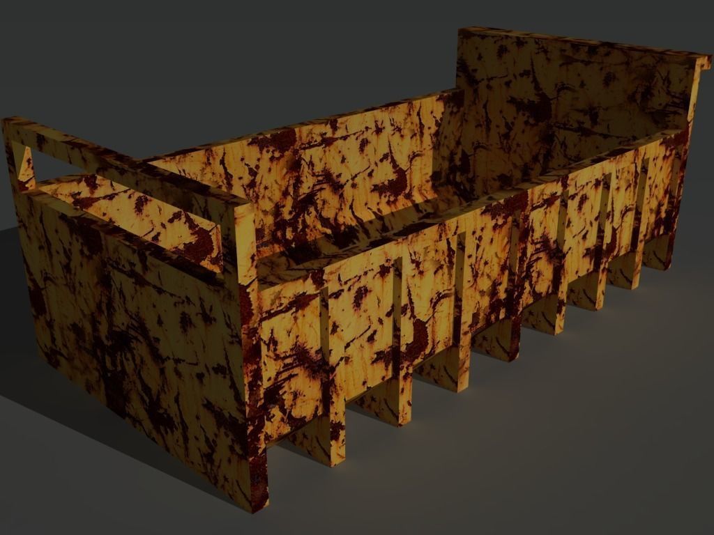 Skip 2 wooden box with rust Low-poly 3D model_6