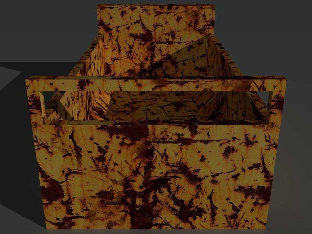 Skip 2 wooden box with rust Low-poly 3D model_5