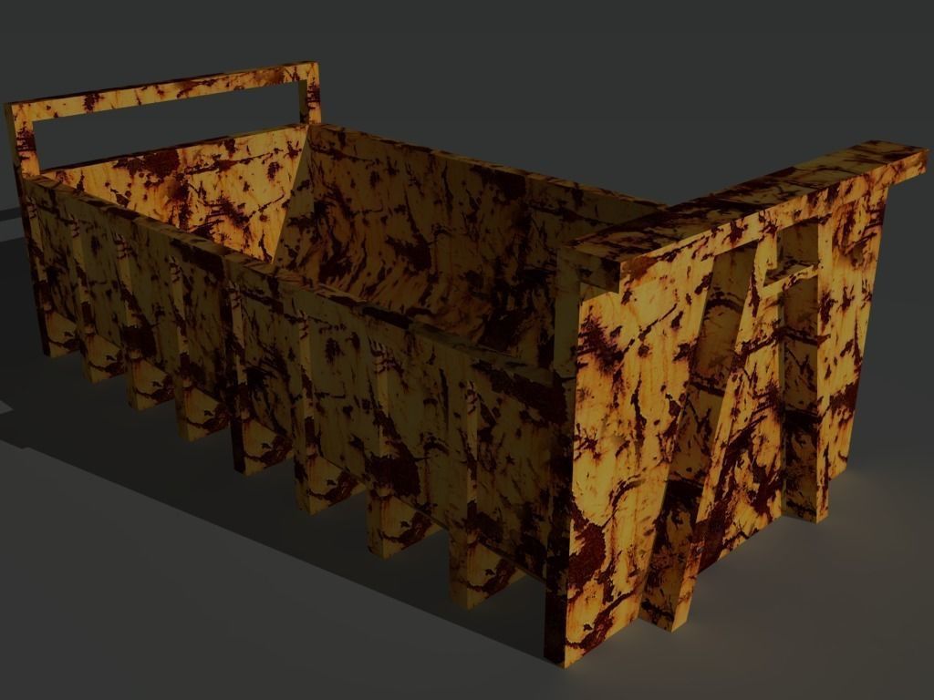Skip 2 wooden box with rust Low-poly 3D model_8