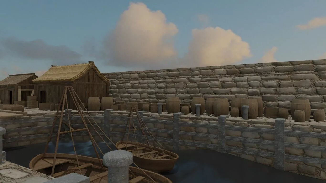 Coastal Village Harbor 3D model