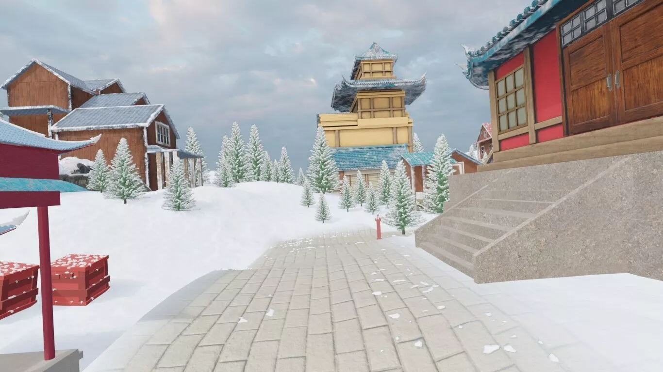 Winter Mountain Village 3D model
