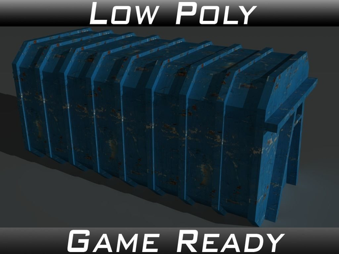 Skip 4 metal box Low-poly 3D model