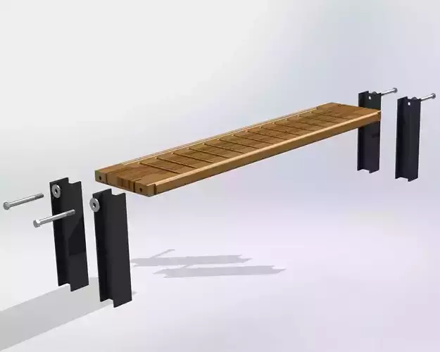 Bench with Steel Beam 3D model