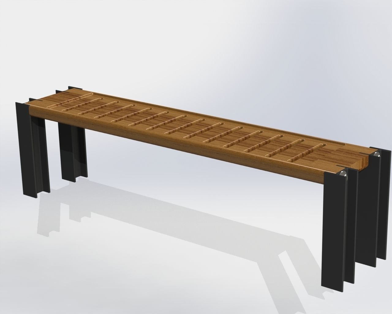 Bench with Steel Beam 3D model_3