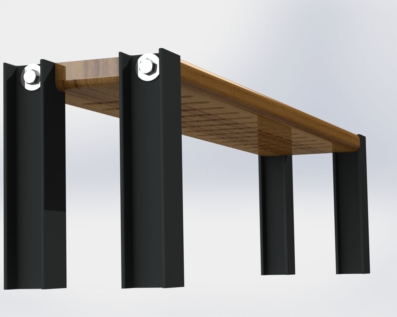 Bench with Steel Beam 3D model_2
